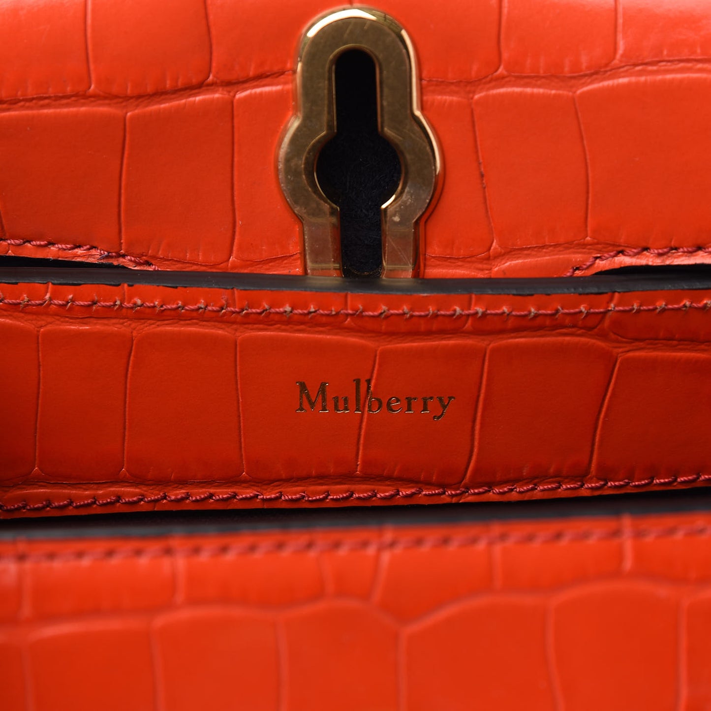 Shiny Croc Calfskin Embossed Micro Seaton Hibiscus Red