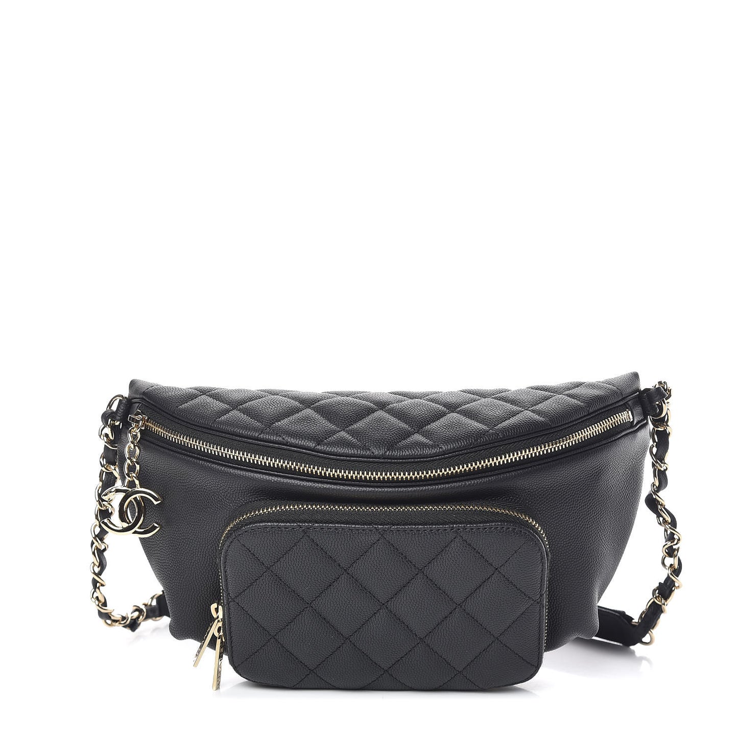 Caviar Quilted Business Affinity Waist Belt Bag Black