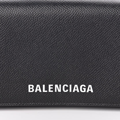 Balenciaga Signature Grained Calfskin Logo Ville Wallet on Chain Black 9 of 10