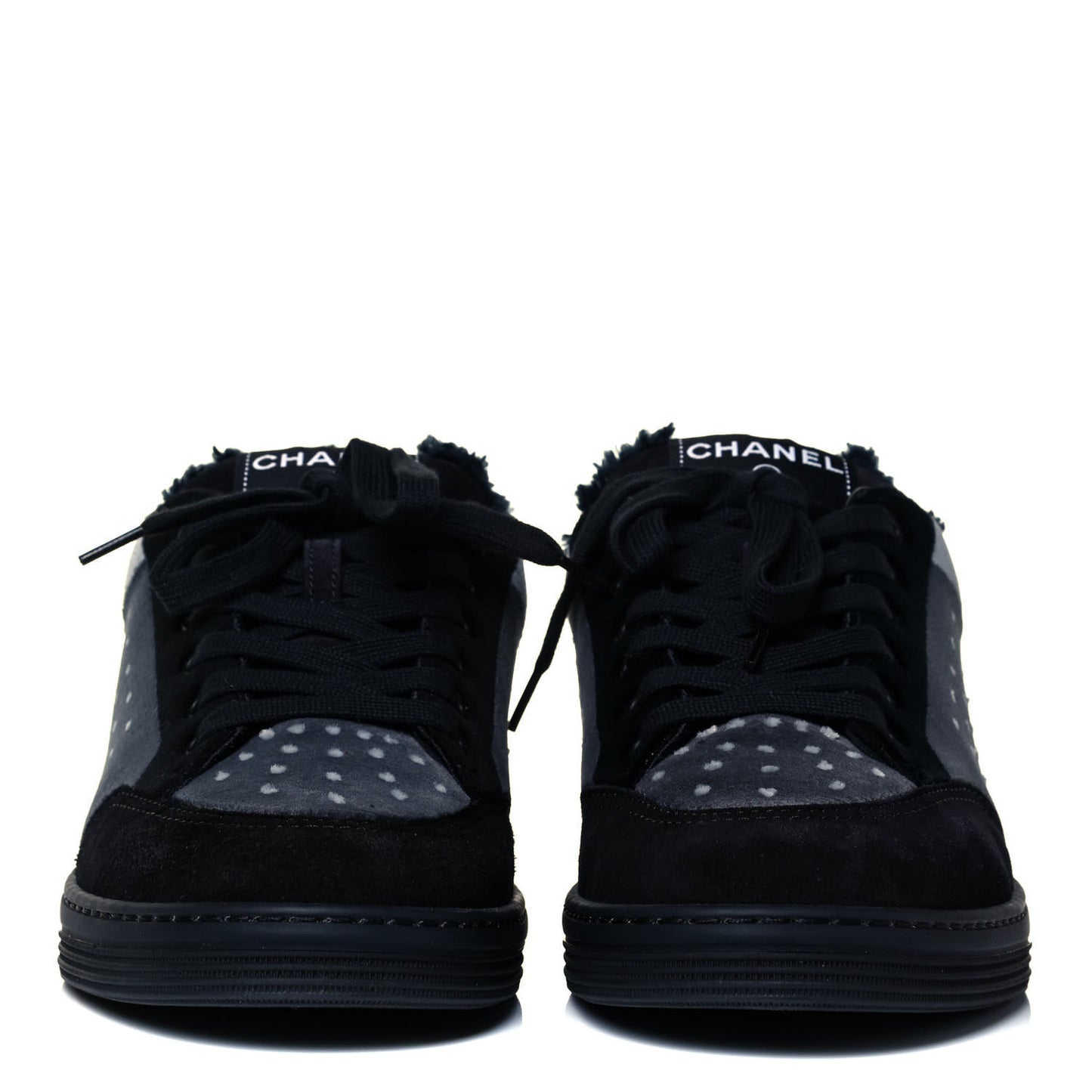 Fabric Suede Calfskin Logo Sneakers 39 Gray