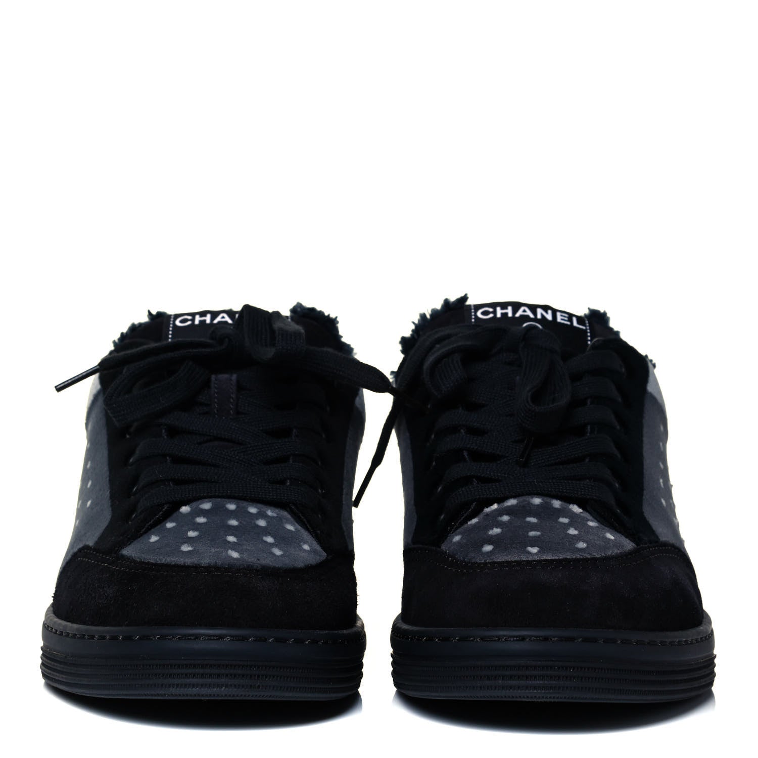 Chanel Fabric Suede Calfskin Logo Sneakers 39 Gray 2 of 7