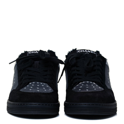 Chanel Fabric Suede Calfskin Logo Sneakers 39 Gray 2 of 7