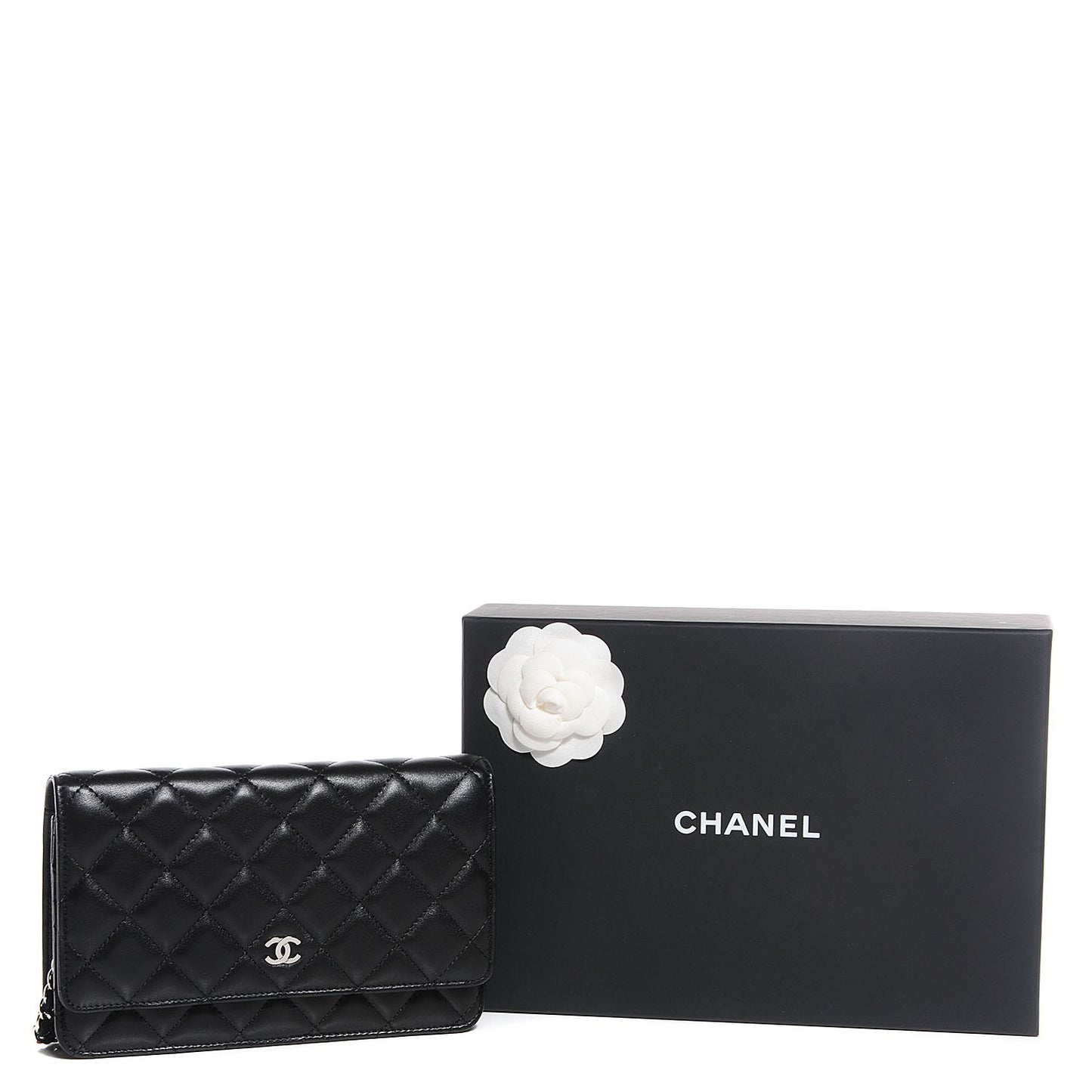 Lambskin Wallet On Chain WOC Black