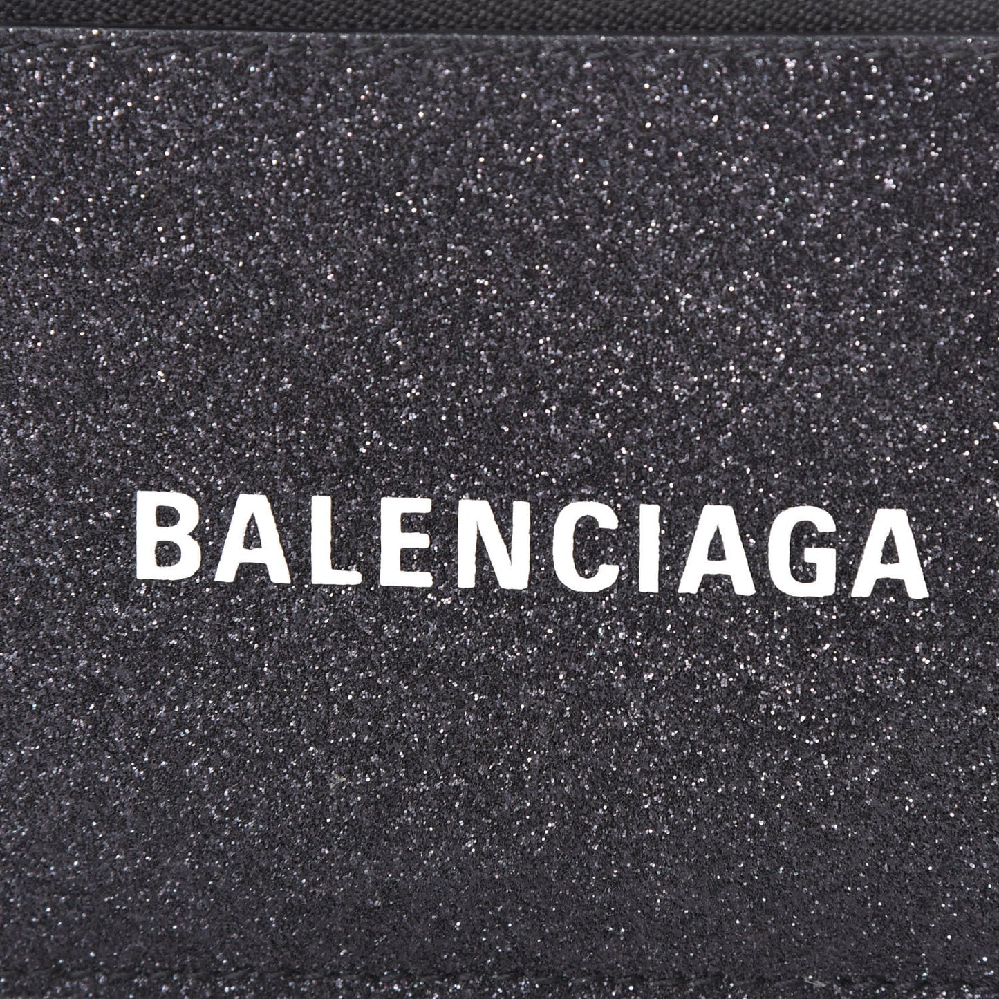 Glitter Sparkled Calfskin Logo Long Card Holder Black