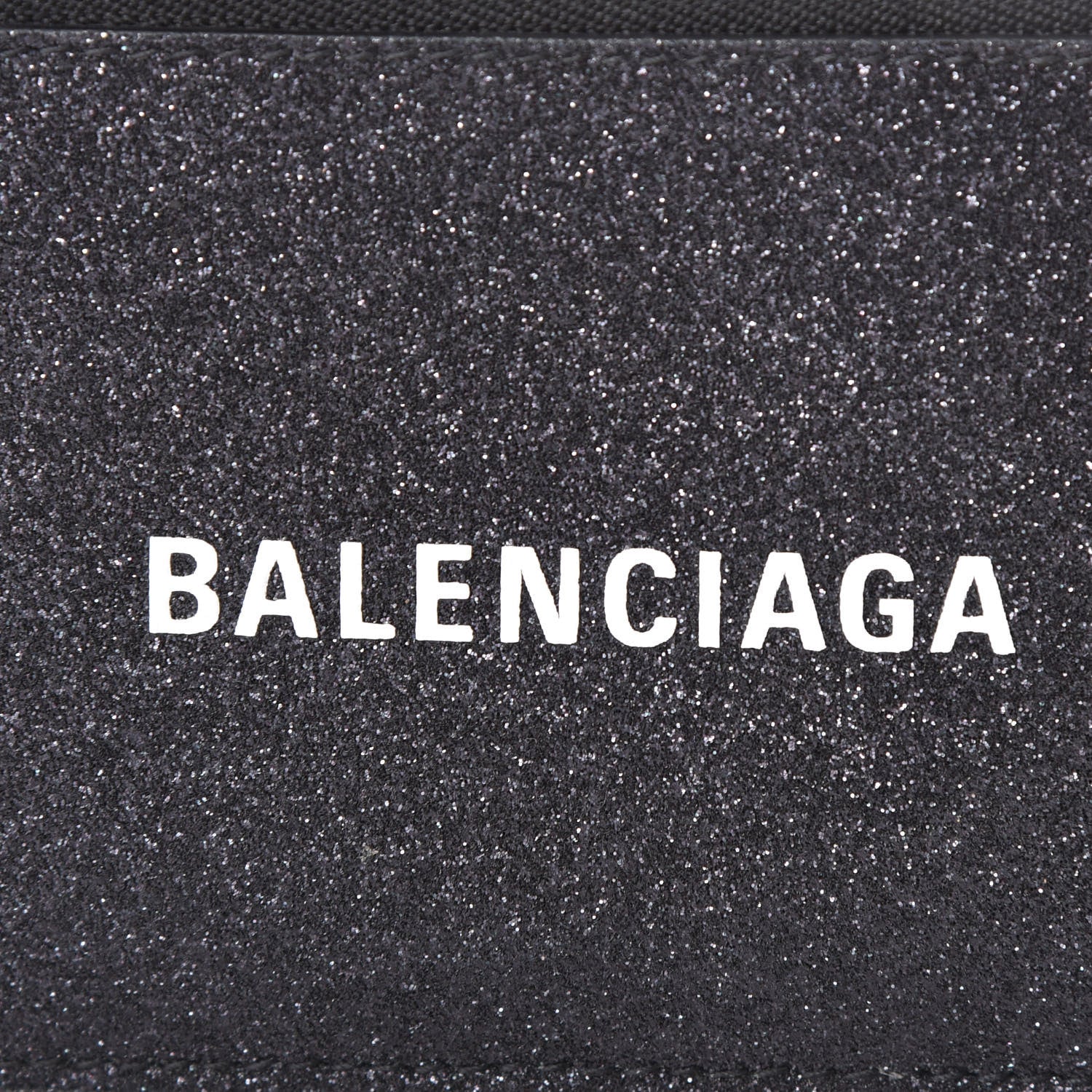 Balenciaga Glitter Sparkled Calfskin Logo Long Card Holder Black 2 of 6