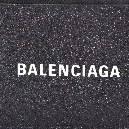 Balenciaga Glitter Sparkled Calfskin Logo Long Card Holder Black 2 of 6