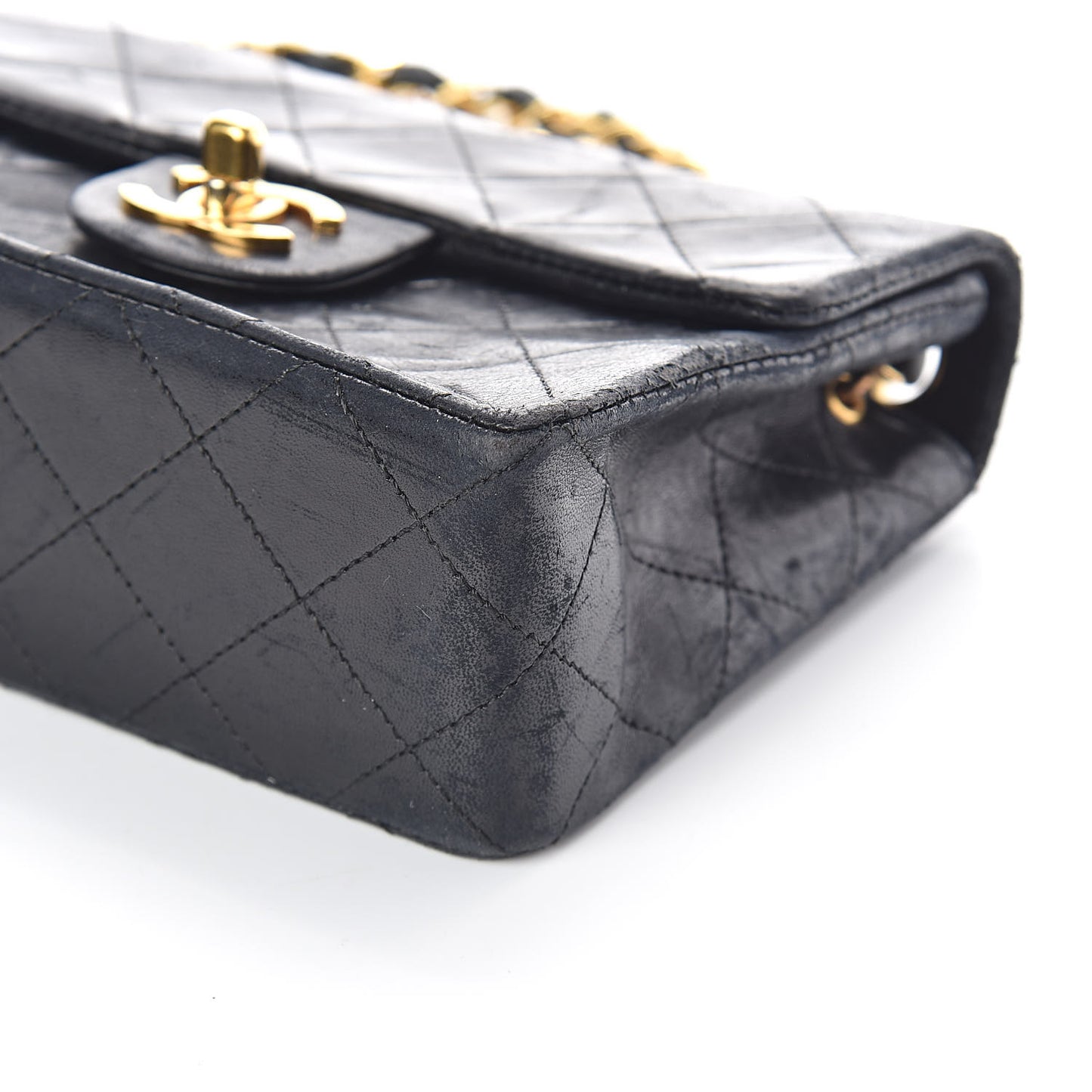 Lambskin Quilted Mini Square Flap Black