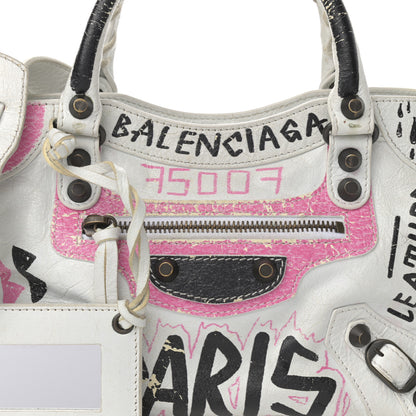 Balenciaga Agneau Graffiti All Over Classic Hardware Mini City White Multicolor 9 of 20