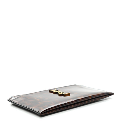 Saint Laurent Patent Tartarugato Monogram Bill Pouch Tortoise Brown 4 of 8