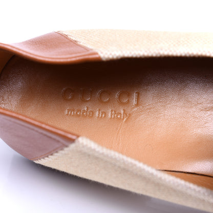 Gucci Canvas Web Mens Brixton Horsebit Loafers 9.5 Sand Light Cuir 8 of 12