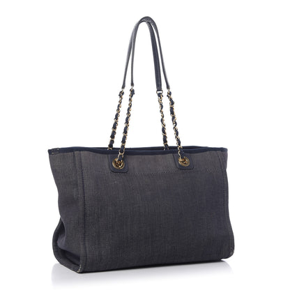 Chanel Canvas Small Deauville Tote Dark Blue 3 of 9