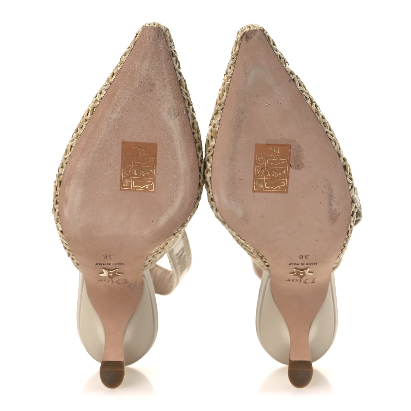 Raffia Embroidered J'Adior Slingback 65mm Pumps 36 Taupe
