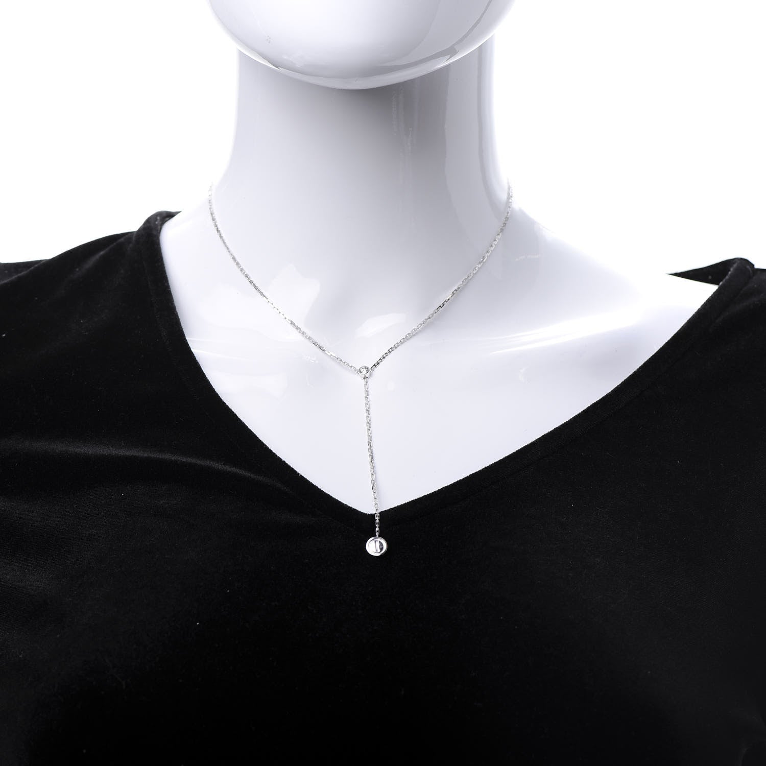 Cartier 18K White Gold Diamond LOVE Drop Necklace 2 of 6