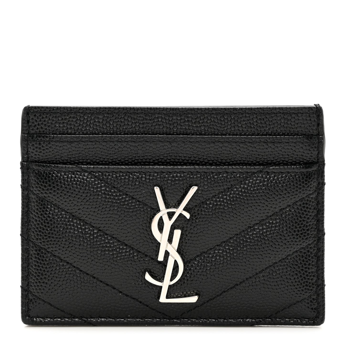 Grain De Poudre Matelasse Chevron Monogram Credit Card Case Black