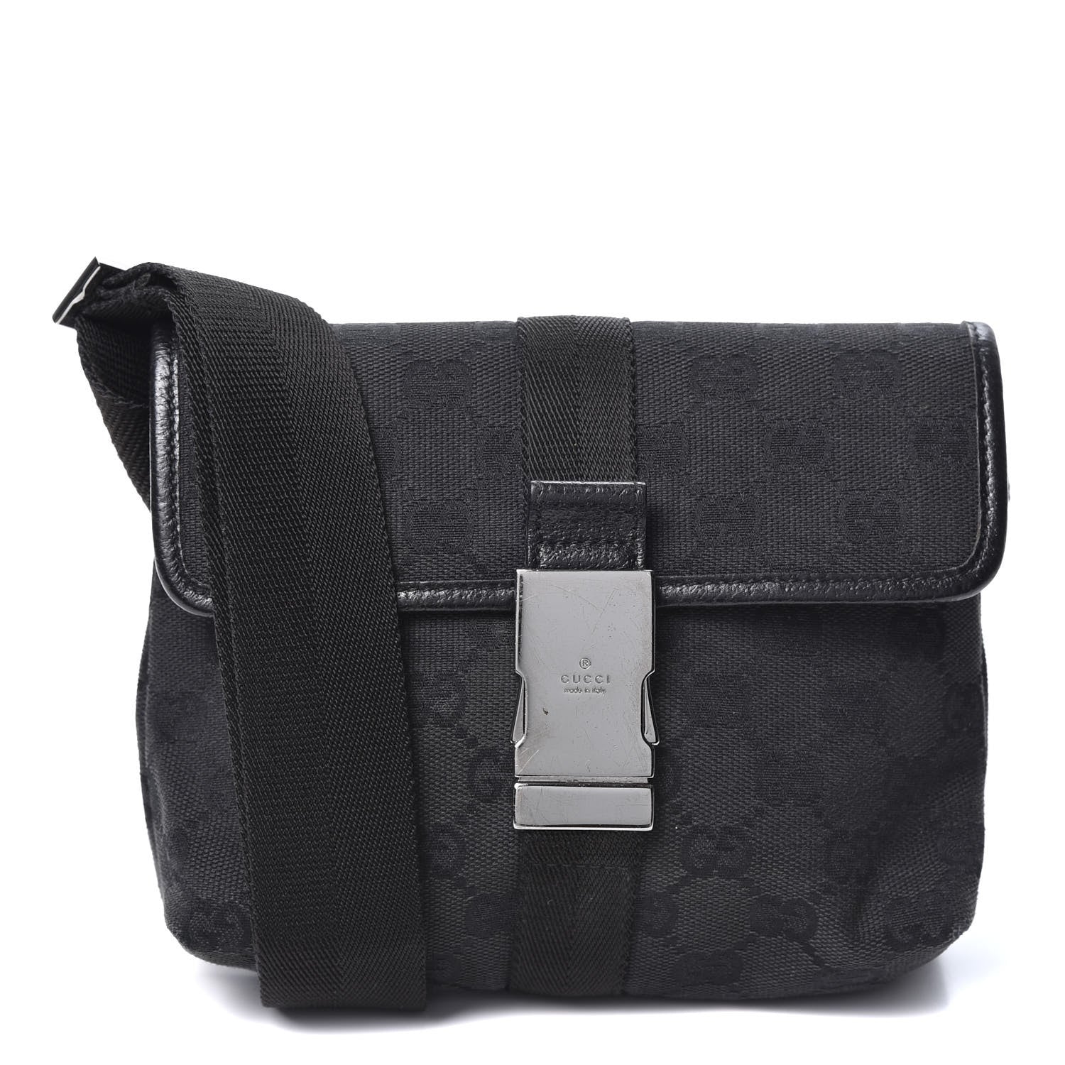Gucci GG Monogram Web Buckle Belt Bag Black 1 of 9