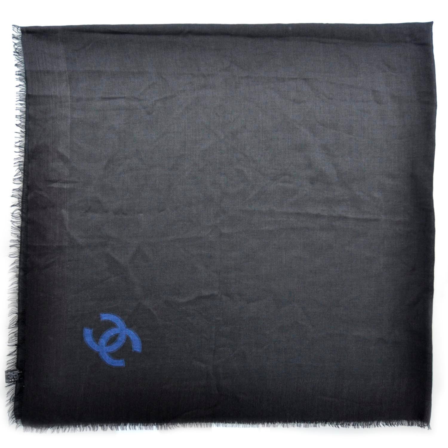 Chanel Cashmere Silk Shawl Black 2 of 9