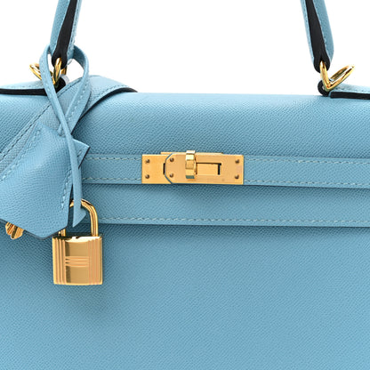 Hermes Madame Calfskin Kelly Sellier 25 Bleu Du Nord 8 of 13