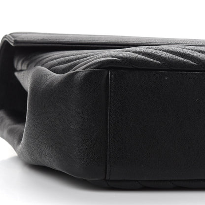 Saint Laurent Sheepskin Matelasse Chevron Monogram Monochrome Large College Satchel Black 13 of 18