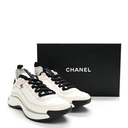 Chanel Velvet Calfskin Mixed Fibers CC Sneakers 39 Ivory Black 9 of 9