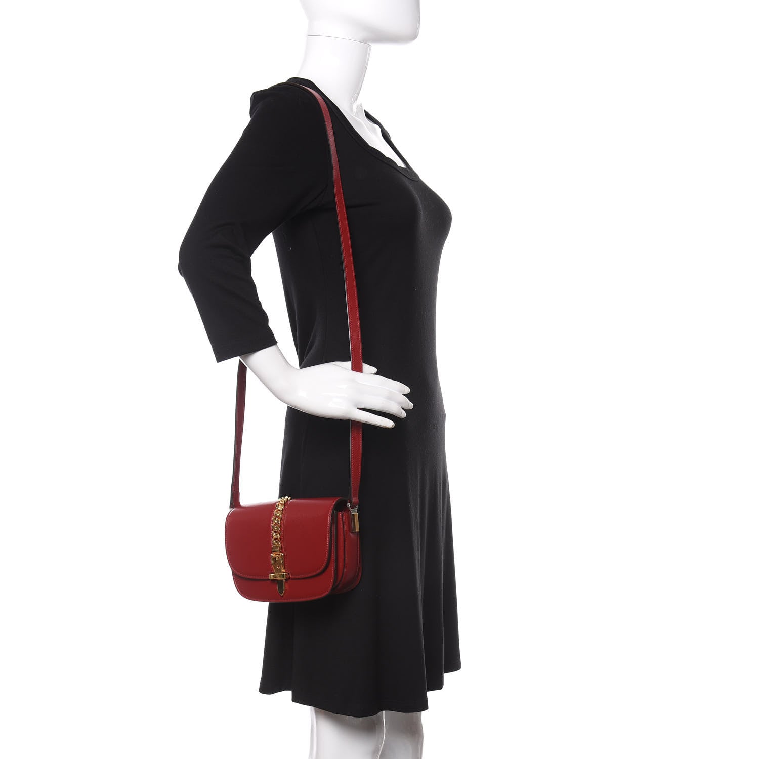 Gucci Azalea Calfskin Mini Sylvie 1969 Flap Messenger Bag New Cherry Red 2 of 12