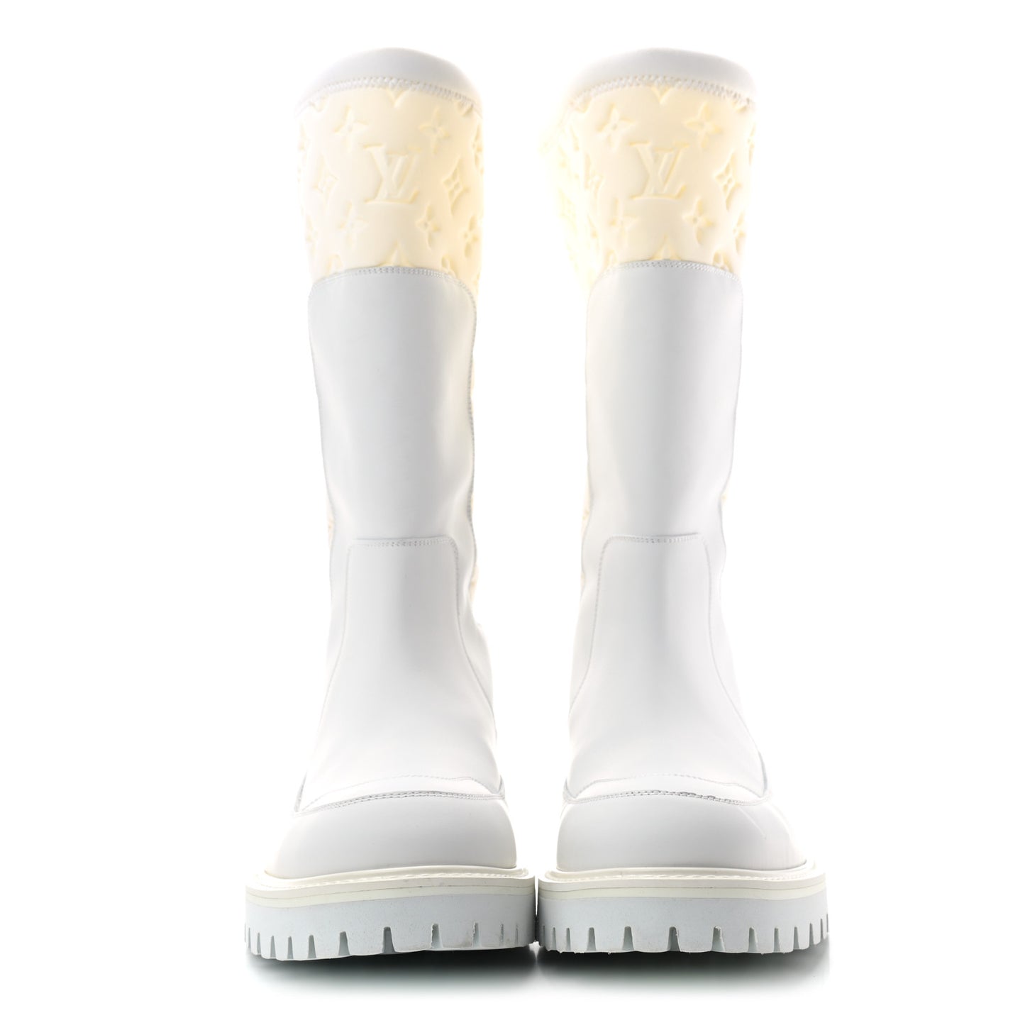 Calfskin Monogram Embossed Neoprene Mens Landscape Ankle Boots 8.5 White