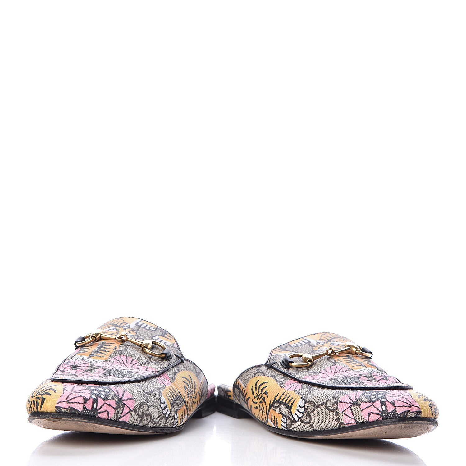 Gucci GG Supreme Monogram Bengal Womens Princetown Slippers 35 Beige Crop Pink 6 of 15