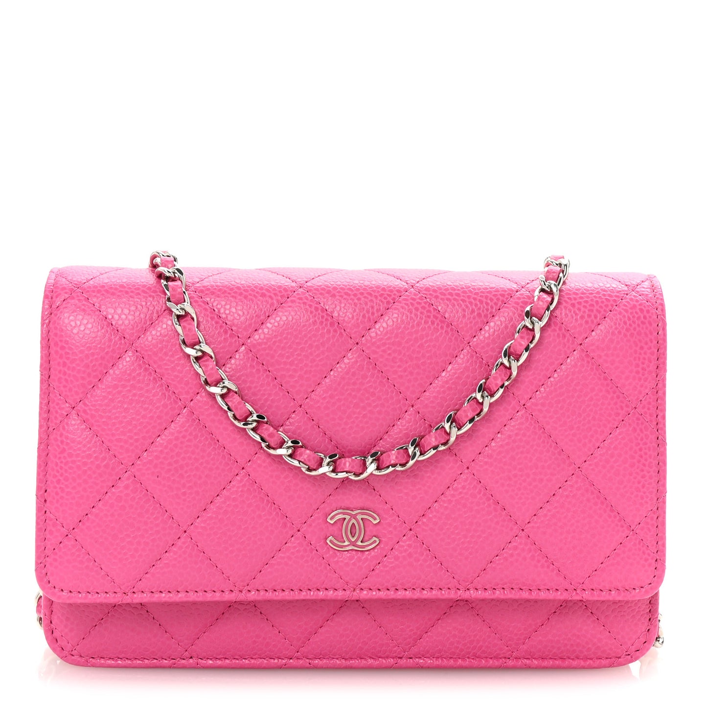 Caviar Quilted Wallet on Chain WOC Pink