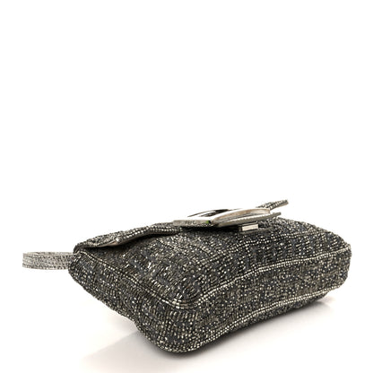 Fendi Metallic Lizard Beaded Embroidered Mini Baguette Grey 4 of 12
