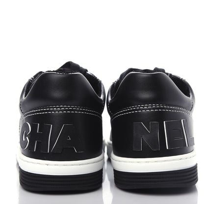 Chanel Calfskin Womens Logo Sneakers 38 Black White 7 of 11