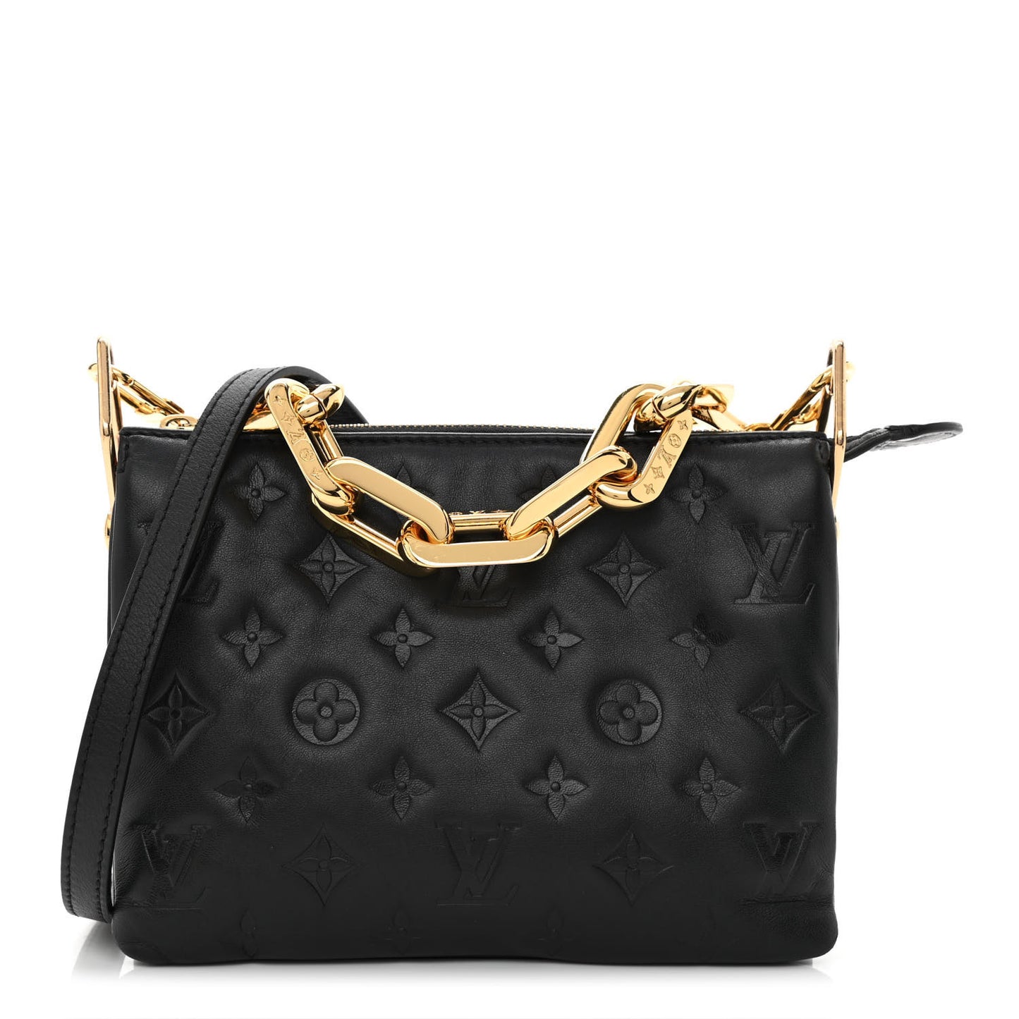 Lambskin Embossed Monogram Coussin BB Black