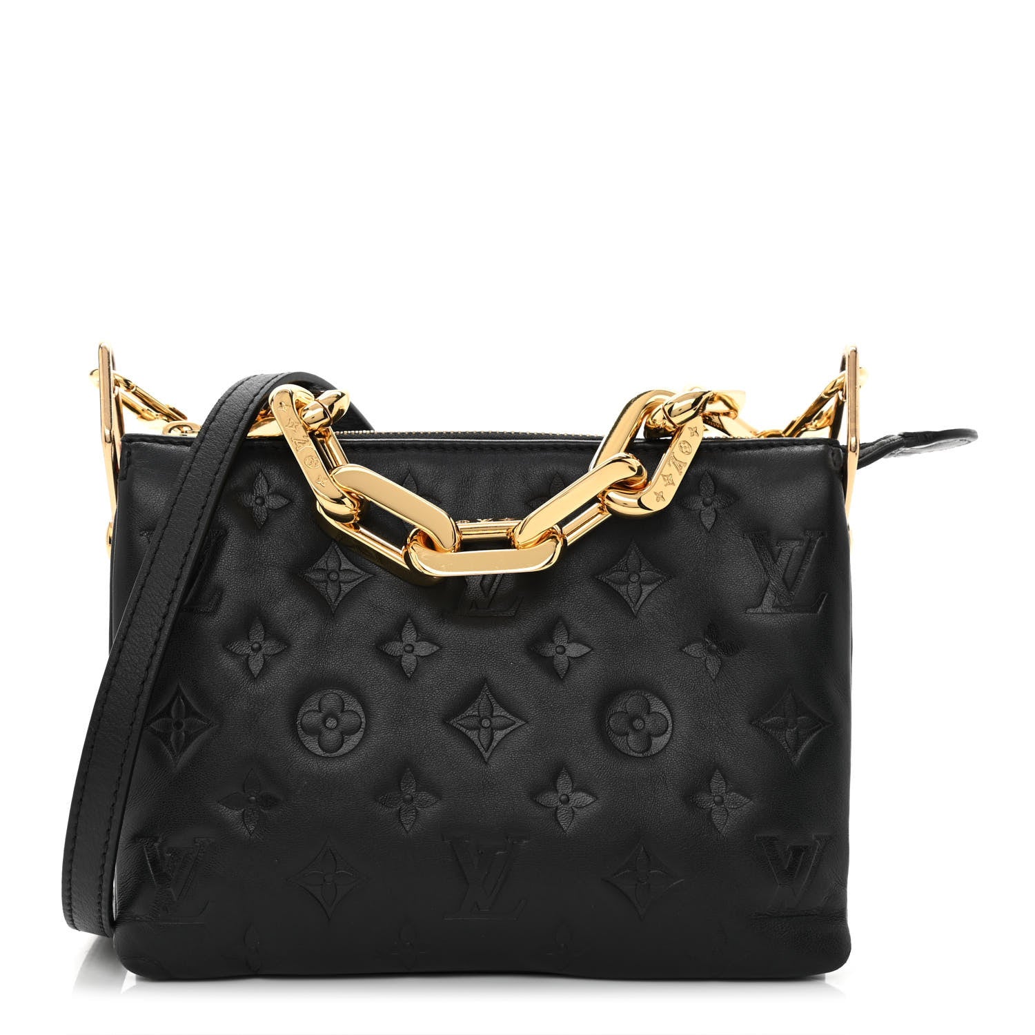 Louis Vuitton Lambskin Embossed Monogram Coussin BB Black 1 of 14