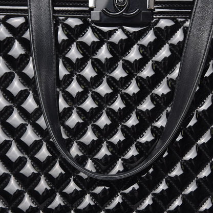 Chanel Patent Calfskin Quilted Plexiglass Boy Shopping Tote Black 10 of 17