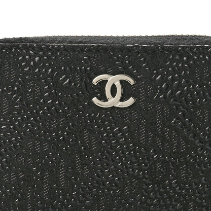 Chanel Suede Floral Embossed Zipped Coin Purse Black 8 of 9