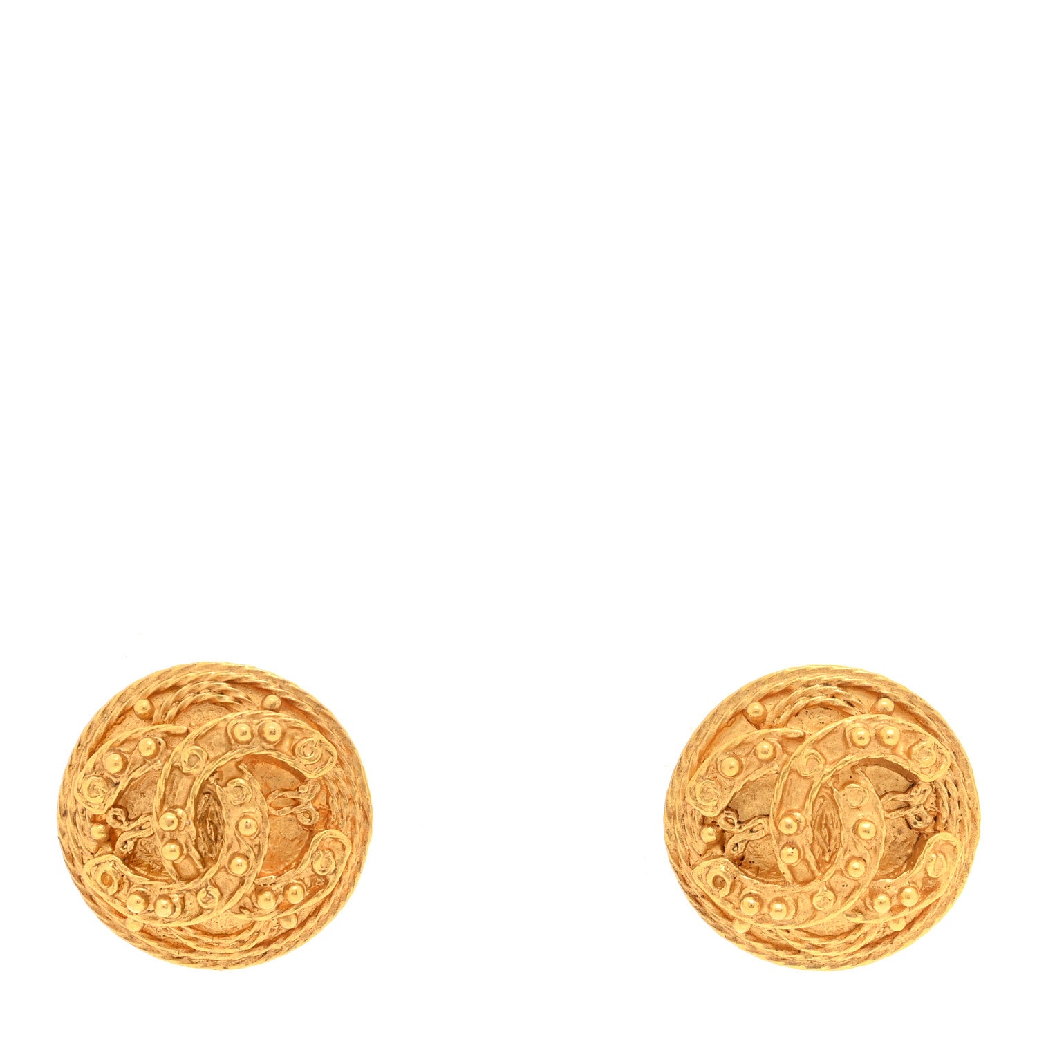 Chanel CC Button Clip On Earrings Gold 1 of 4