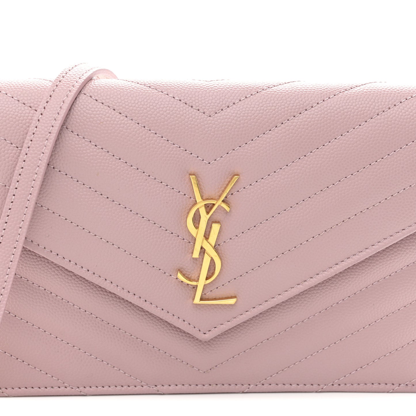 Grain De Poudre Matelasse Chevron Monogram Envelope Chain Wallet Tender Pink