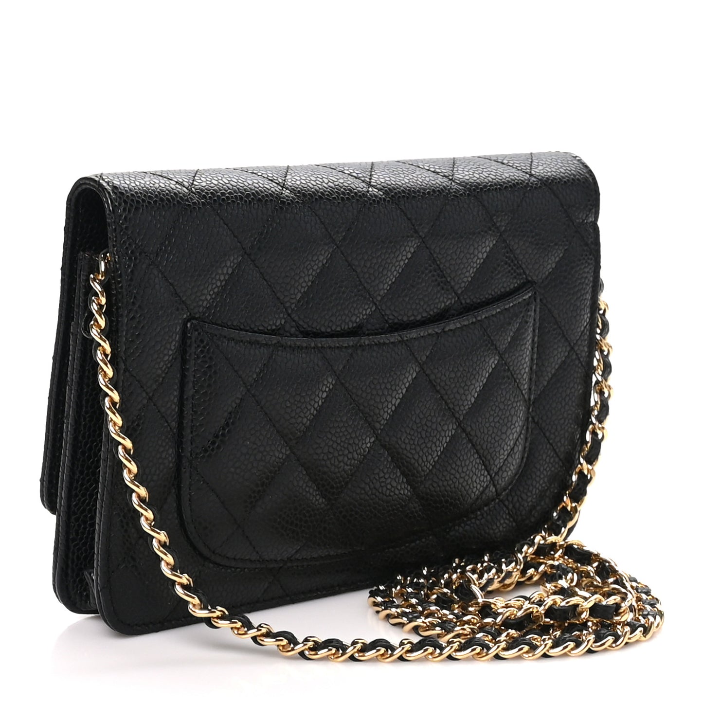 Caviar Quilted Wallet on Chain WOC Black