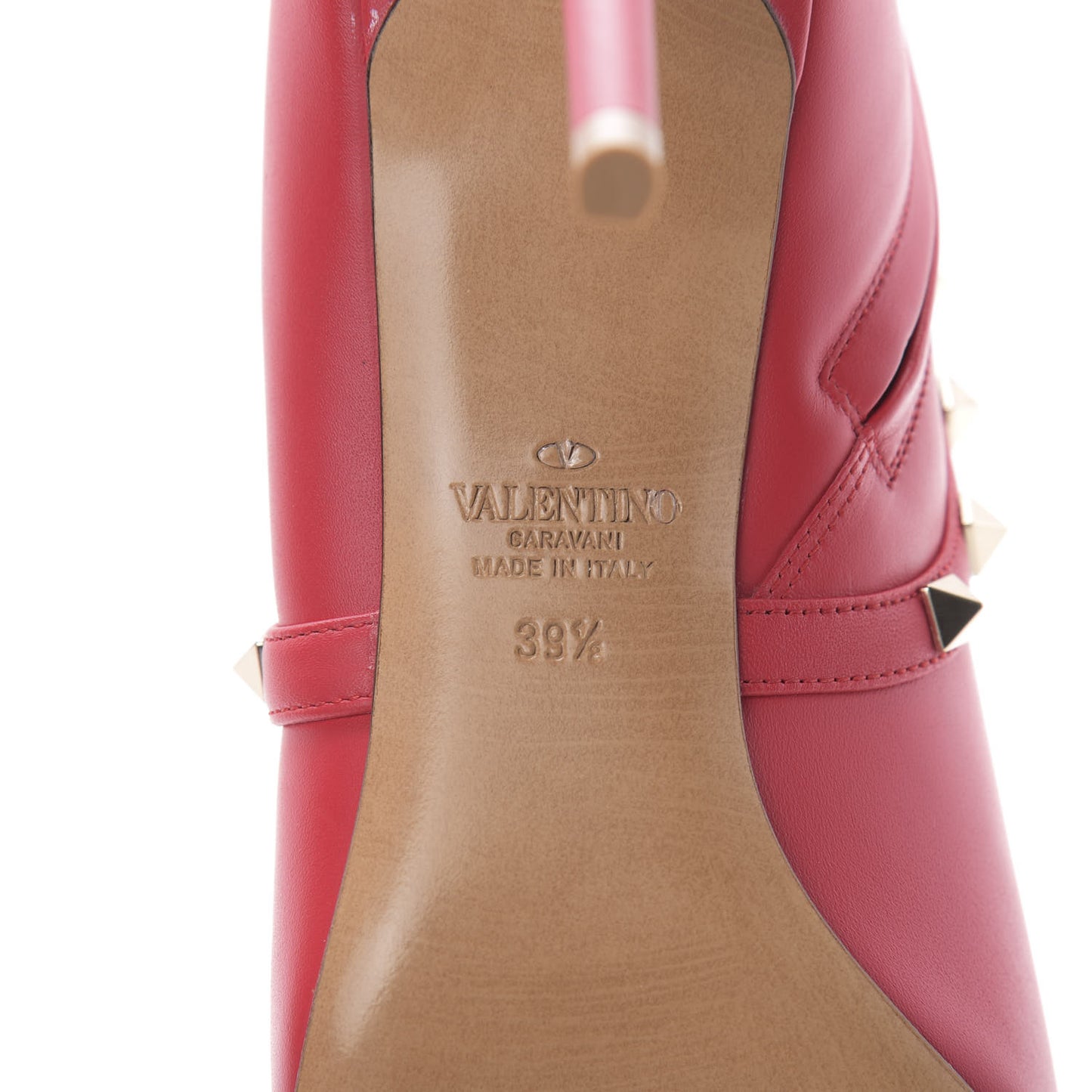 Calfskin Rockstud 85mm Ankle Booties 39.5 Rouge Pur