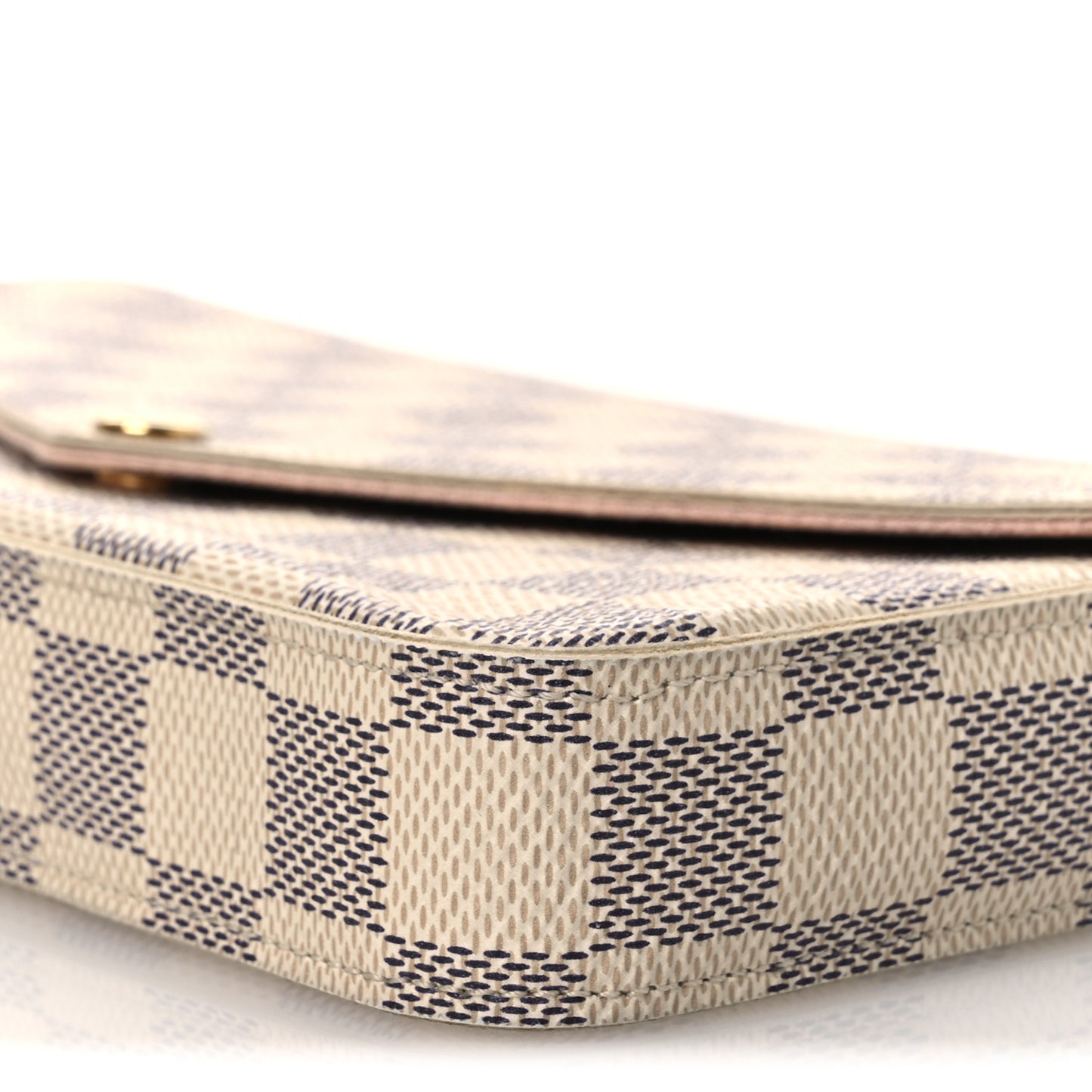 Damier Azur Pochette Felicie Chain Wallet Rose Ballerine Rose Ballerine