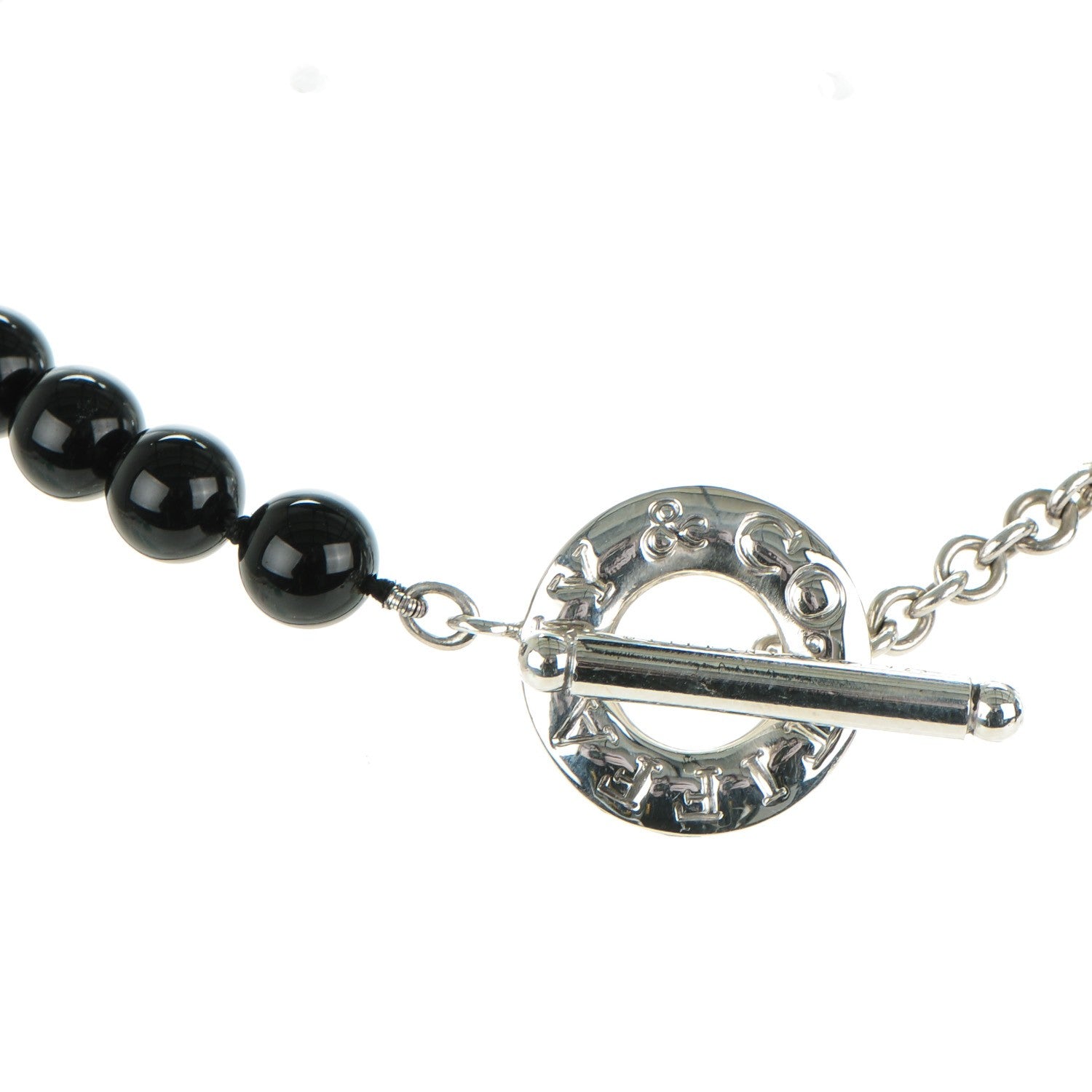 Tiffany Sterling Silver Black Onyx Bead Toggle Necklace 3 of 5
