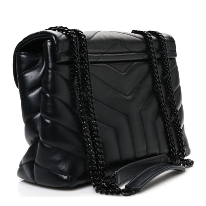 Saint Laurent Calfskin Y Quilted Monogram Monochrome Small Loulou Chain Satchel Black 3 of 10