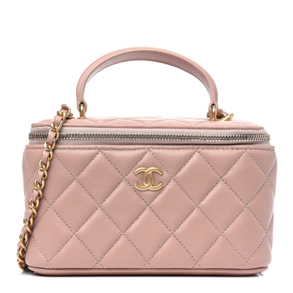 Chanel Lambskin Quilted Small Top Handle Vanity Case With Chain Beige 1 of 4