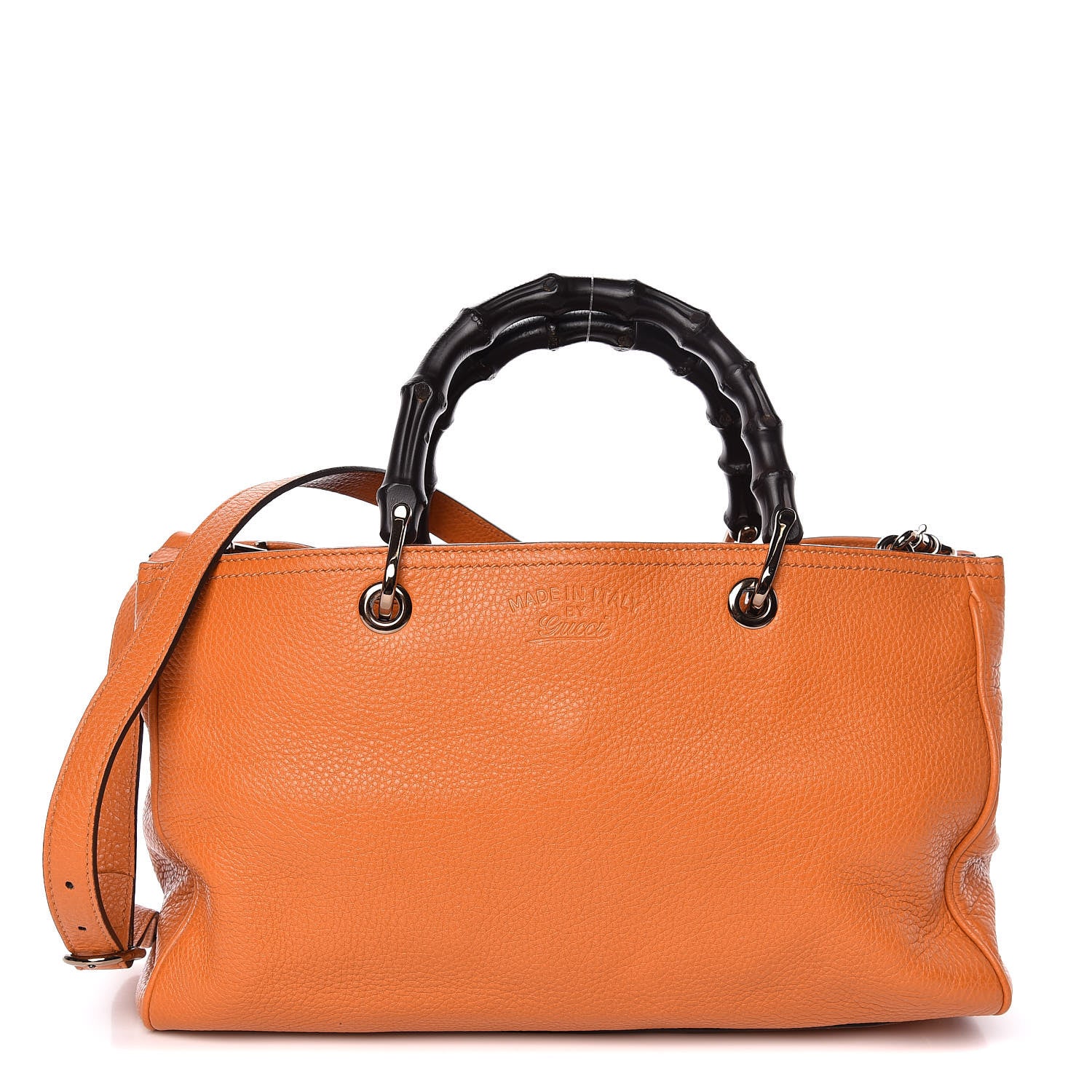 Gucci Cellarius Calfskin Medium Bamboo Shopper Tote Orange 1 of 11