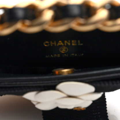 Chanel Lambskin Quilted Round Camellia Mini Clutch Black 5 of 8