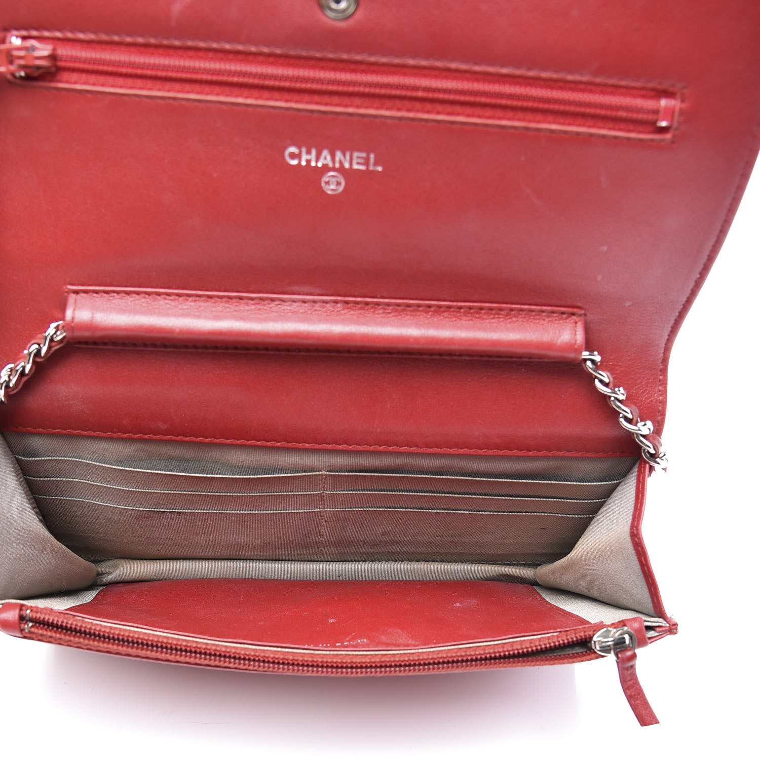 Chanel Caviar Timeless CC Wallet On Chain WOC Red 4 of 12