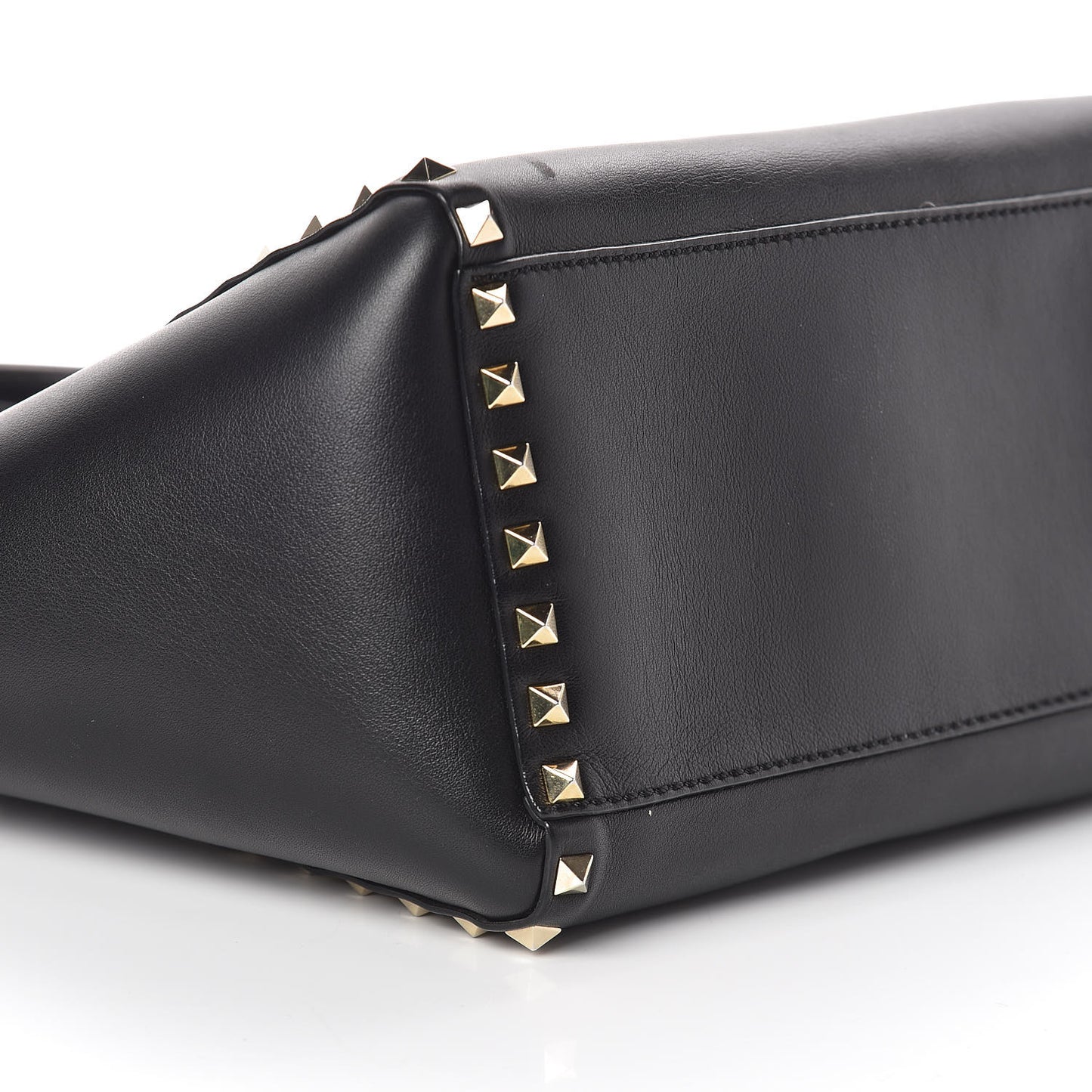 Vitello Small Rockstud Double Handle Tote Black