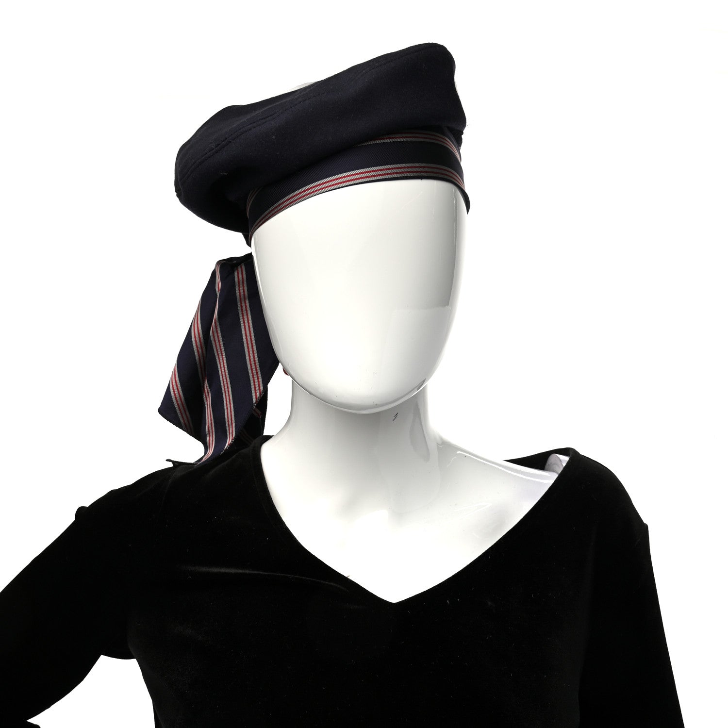 Gucci Felt Beret Hat M Navy 2 of 9