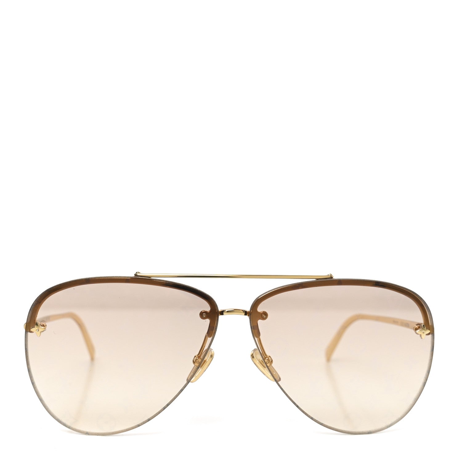 Louis Vuitton Metal Monogram LV Pilot Light Sunglasses Z1913U Gold Gradiant Brown 2 of 7