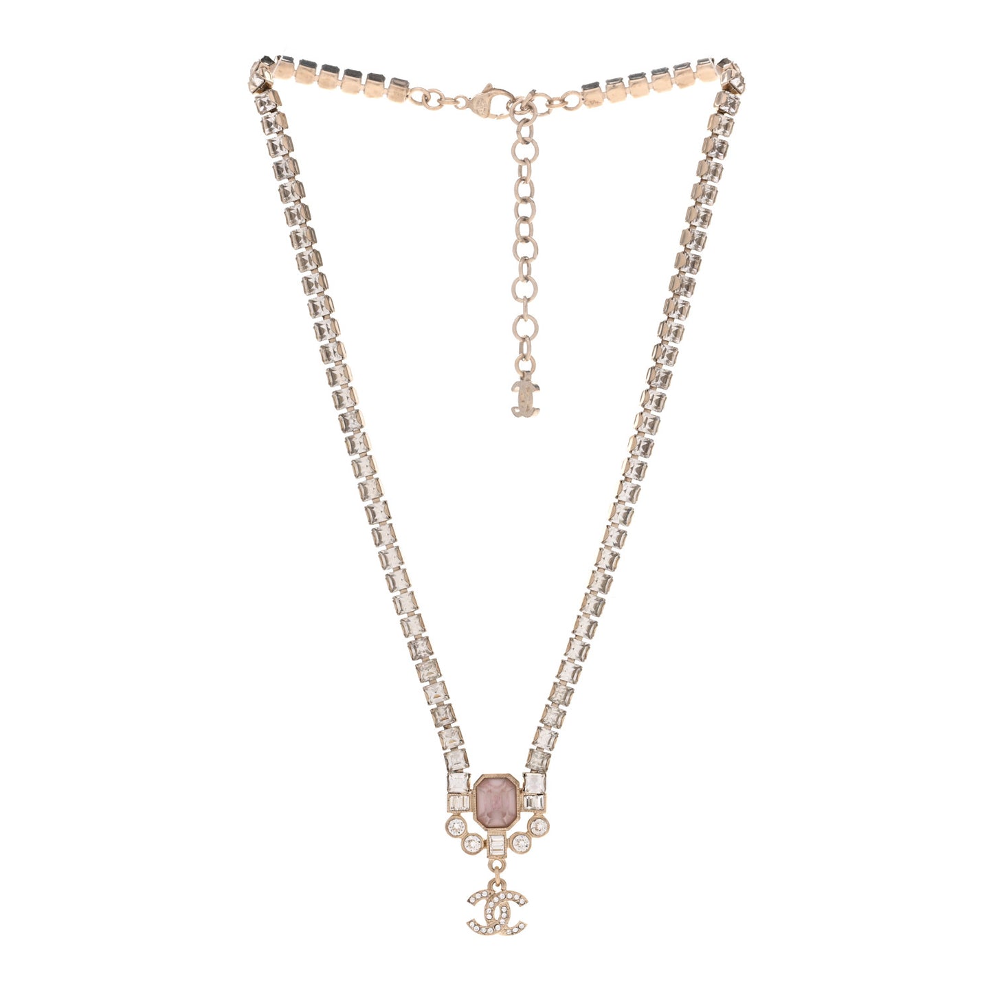 Crystal CC Pendant Choker Gold Pink
