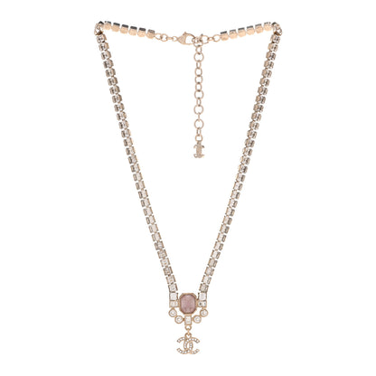 Chanel Crystal CC Pendant Choker Gold Pink 3 of 6