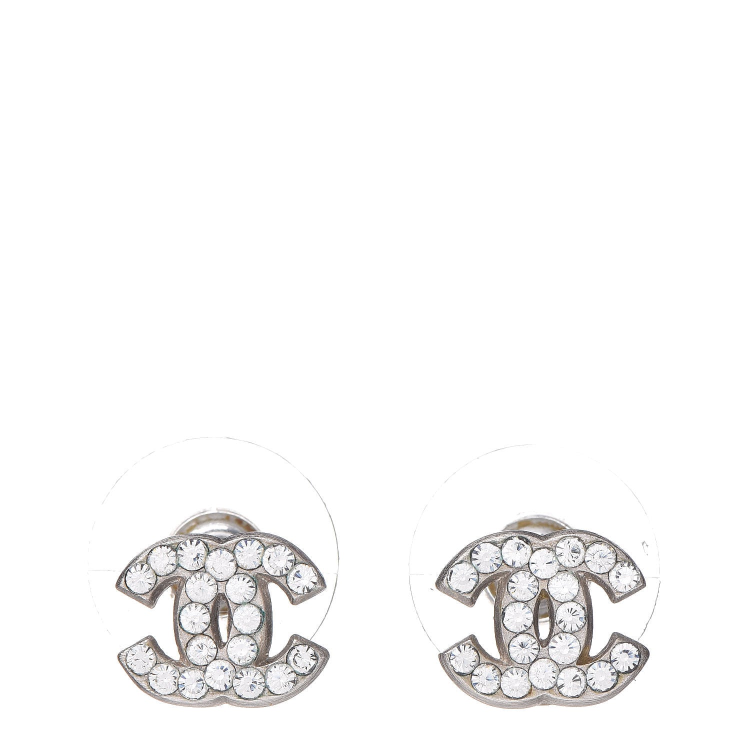 Chanel Crystal Mini Timeless CC Earrings Silver 1 of 4